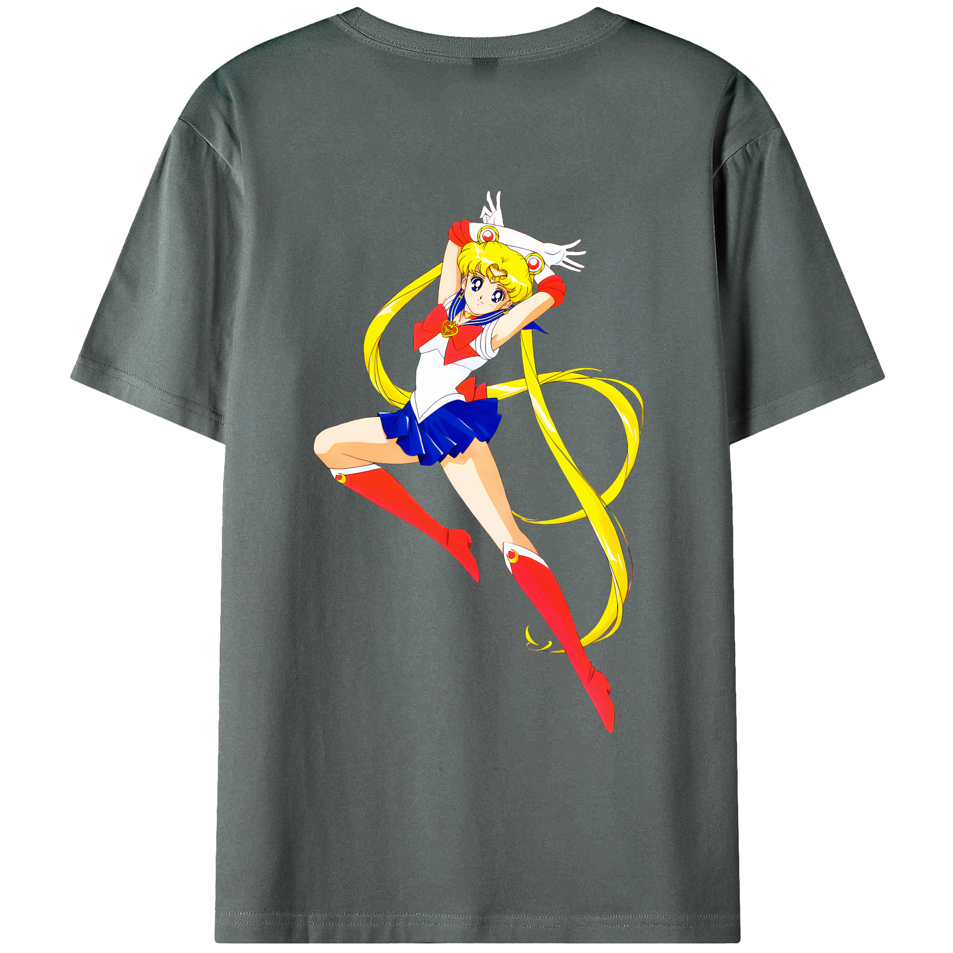 （画像用） 美少女戦士セーラームーン 月野 うさぎ つきの うさぎ Sailor Moon Tsukino Usagi 綿100％ メンズ半袖Tシャツ（バックプリント） 通気性